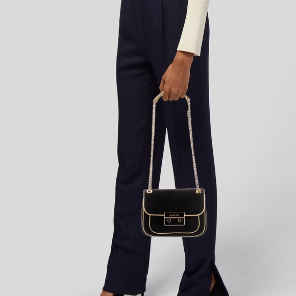 Michael Kors Black and Gold suede Shoulder/ crossbody  Bag - Picture 4 of 4